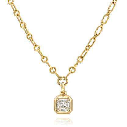 WUIHA Vintage 925 Sterling Silver 2 CT Emerald Cut Real GRA Moissanite Diamonds Pendant Necklace Wedding Engagement Fine Jewelry