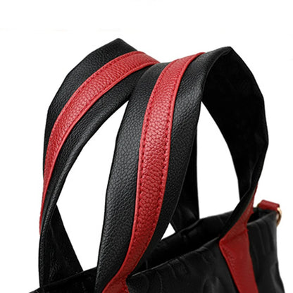 New Women's Large Capacity Contrast Color Handbag PU Leather Letter Embossed Ladies Shoulder Bag Designer Crossbody Bag