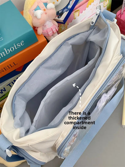 Trendy Transparent Crossbody Bag for Girls Large Capacity Shoulder Bags Fashionable School Style Texture and Versatile Ita Bag