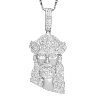 Iced Out VVS Moissanite Jesus Head Pendant Necklace for Men and Women 925 Sterling Silver Hip Hop Christian Jesus Facial Jewelry