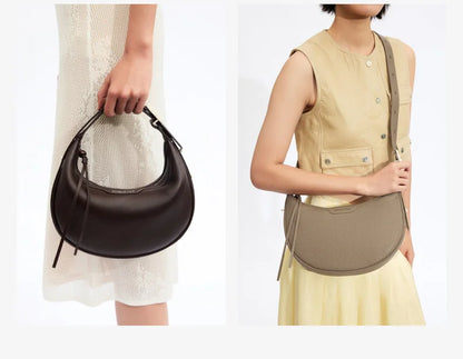 Amazing Song Original Design Half Moon Bag Small Top Grain Leather 2026 New Fashionable Women's Bags