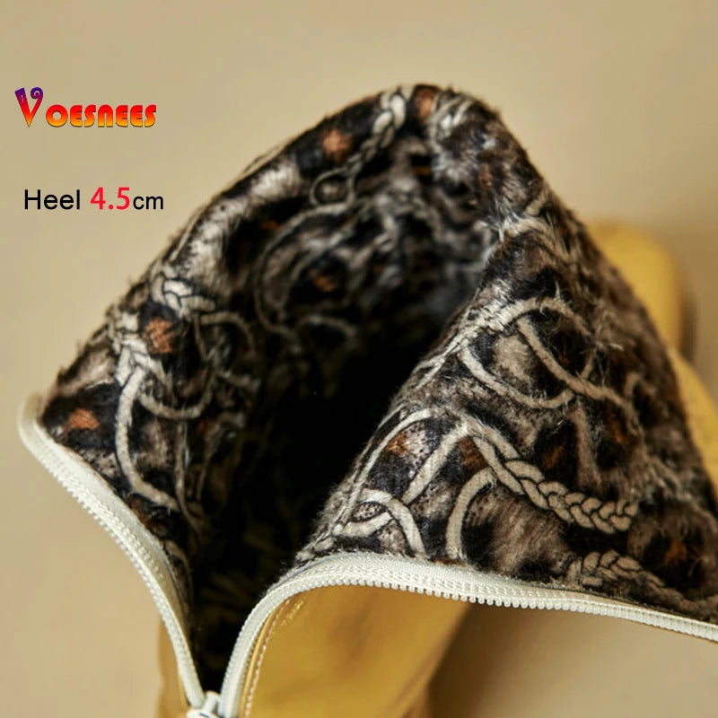 Black Thick Heel Short Boots For Women 4.5CM Fashion Back Zipper Autumn Winter Woman Shoes Square Toe Leisure Daily Ankle Boots