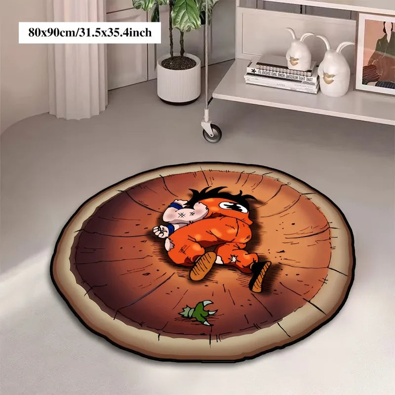 Cartoon Anime Character Round Rug Unique Creative Bedroom Bedside Floor Mat Living Room Carpet Home Decoration Game Room Rugs
