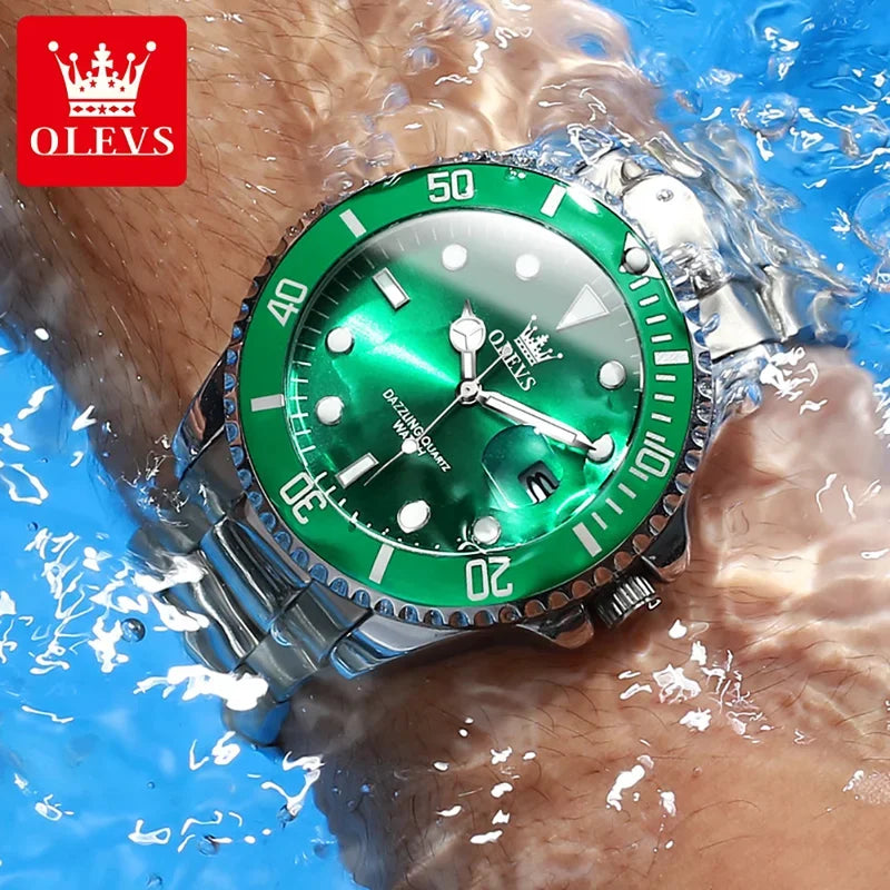 OLEVS Original Quartz Watch for Men Stainles Steel Waterproof Sports Watches Fashion Luxury Top Brand Men's Wristwatches 5885