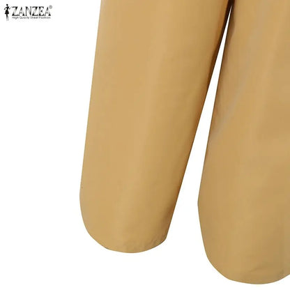 ZANZEA Women Jumpsuits Solid Sleeveless V Neck Rompers Elegant Office Ladies Clothing European Bottoms Pockets Casual Overalls
