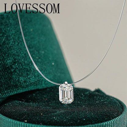 A 925 silver 1 carat moissanite classic casual versatile high-quality invisible fishing line star tears clavicle necklace