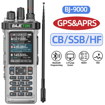 BAJETON BJ-9000 Walkie Talkie Bluetooth Programming GPS APRS 10W CB/SSB/HF Wireless Copy Frequency For RT-950PRO RT-950 Radio