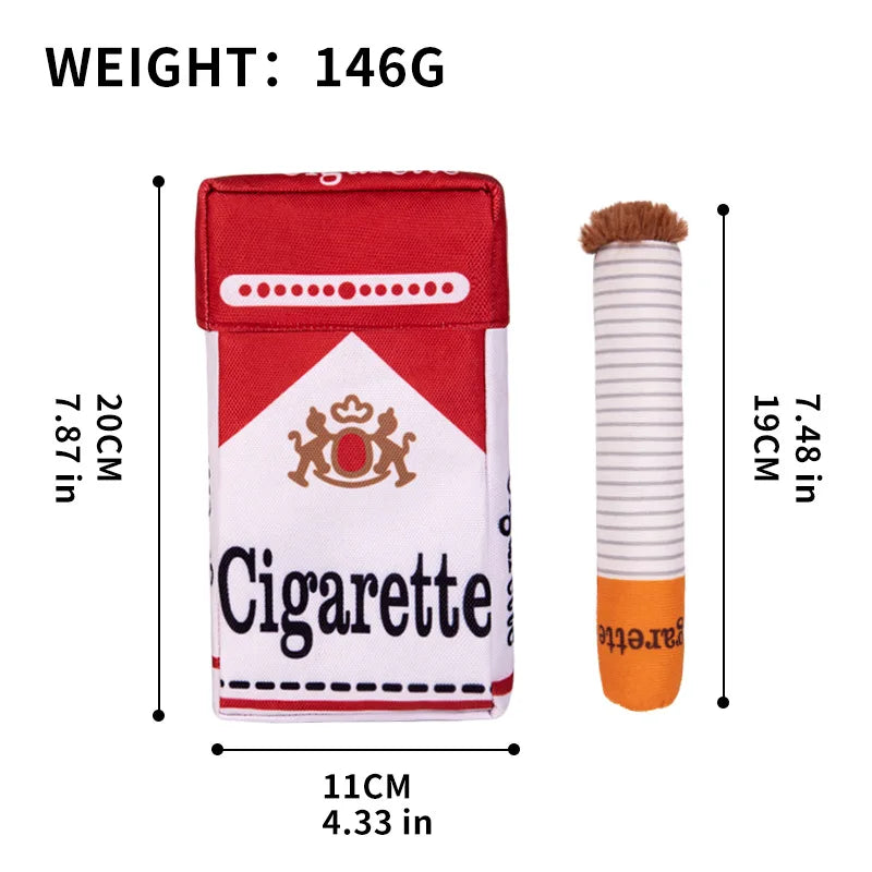 Stuffed Raw Dog Bite Toy Joint Cigarette Case Plush Cigar Funny Interactive Puppy Dog Chew Squeak Toys Cigarettes Toy for A Dog