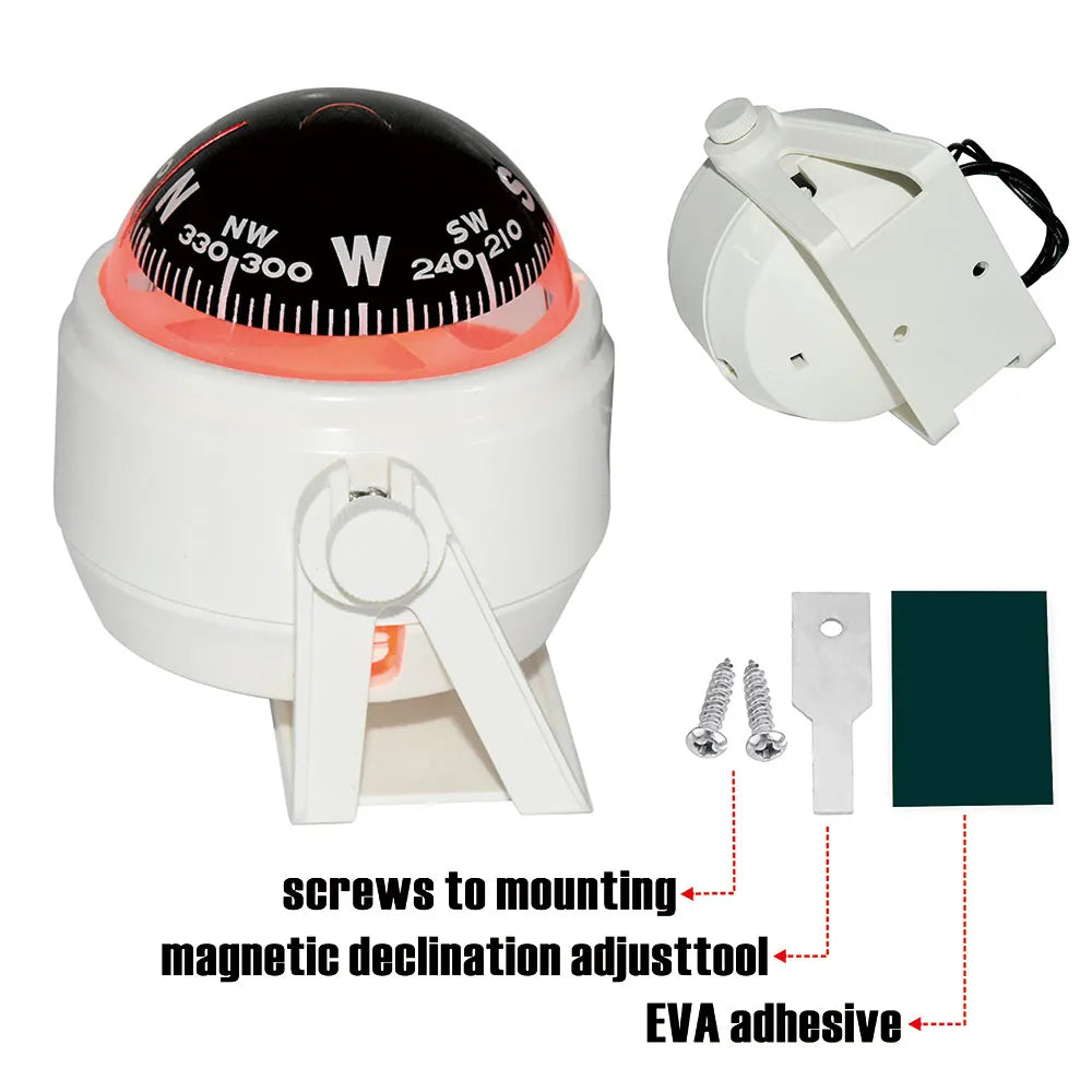 HD Waterproof ABS Multi-Purpose Sea Navigation Bracket Mount Compass LED Digital For Marine Boat Caravan Car Truck White Black