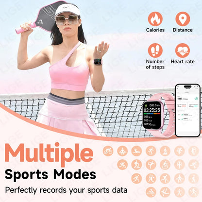 LIGE 2026 New Smart Watch Women Men Bluetooth Talking Blood Oxygen Heart Rate Monitoring Smart Watch For Women Men Holiday Gift