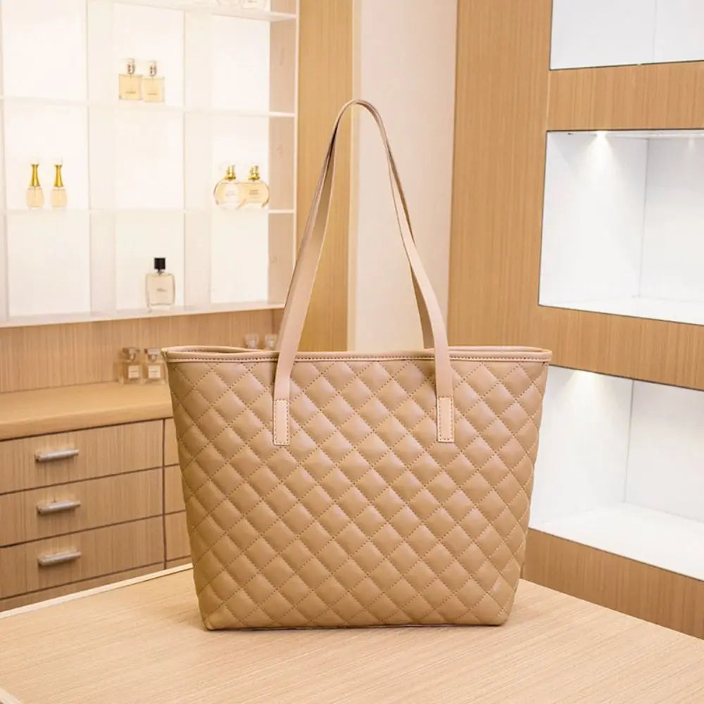 Large Capacity Tote Bag Casual Zipper PU Ladies Handbags Mommy Bag Women