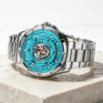 GLENAW Men Mechanical Watches Casual Outdoor Wristwatch Men Top Luxury Automatic Hollowed Watch Male Stainless Steel Waterproof