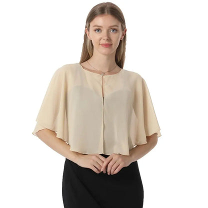 Fashion Sheer Chiffon Capelet Lightweight Design Elegant Style Soft Shawls Wedding Cape Bridesmaid Accessories