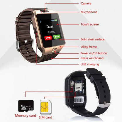 New Watches Mens 2025 Sport Watch Electronic Clock Support TF SIM Card Camera SMS Call Women Smartwatch for Android Phone