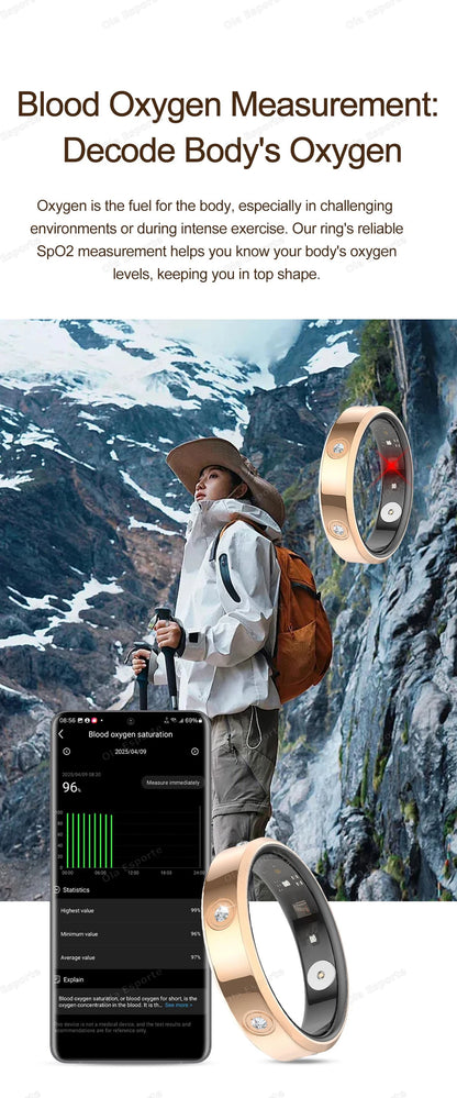 2026 Smart Ring Women Men Super narrow 6.3mm Heart Rate Stress measurement Health Monitoring IP68 Waterproof Fashion Sport Rings
