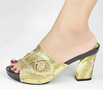 New African Shoes and Bag Set for Party Italian Italian Shoe and Bag Set for Party In Women Summer High Heeled Shoes for Women