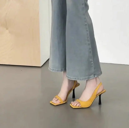 High Heels Women Sandals Luxury Elegant Heels Shoes Fashion Slippers New Square Toe Sexy Pumps Dress Party Female Slides