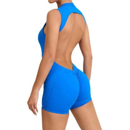 2025 Yoga Jumpsuit Fitness Sports Overalls Gym Clothing Set Wear Pilates Workout Clothes Women Short Sleeves Outfit Activewear