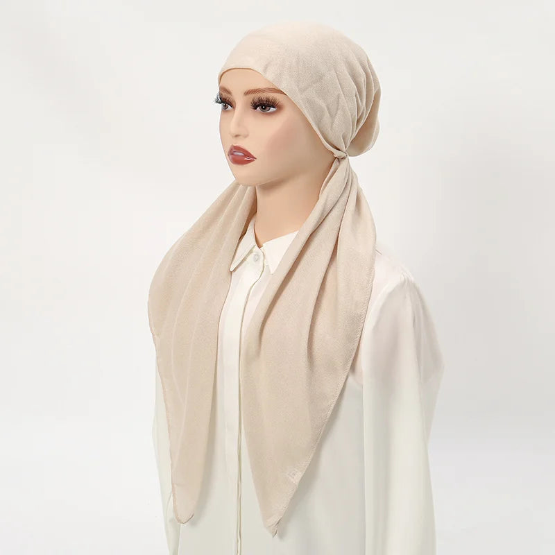 New Muslim Instant Hijab Scarf Solid Turban Thick Hair Bonnet Night Cap Turban For Sleeping Elastic Hair Cotton Bonnet For Sleep