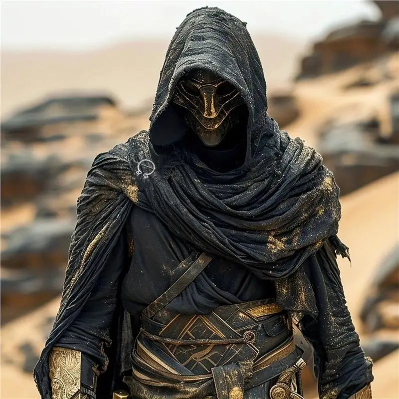 Techwear Style Ripped Tassel Punk Vintage Scarf Man Woman Medieval Knight Cape Cloak Halloween Cosplay Shawl Costume
