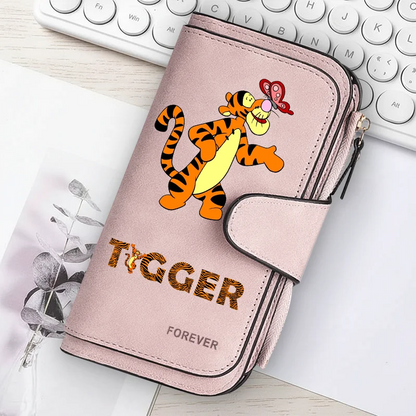 Winnie the Pooh Long Zip Wallet Multi-Card Cute Cartoon Pattern Soft Texture Wallet for Women Large Capacity Lady Clutch Bag