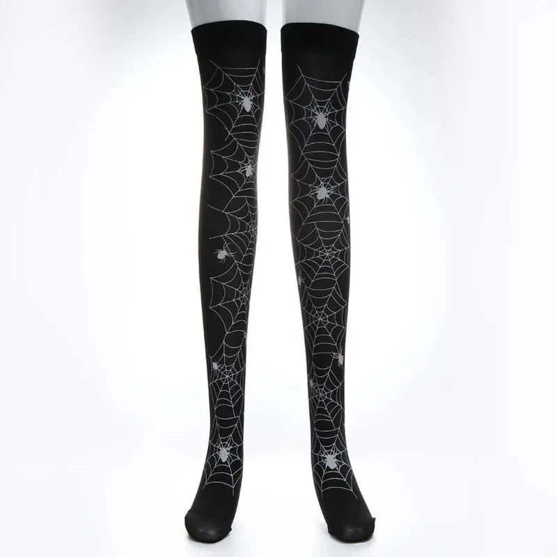 Skull Bat Gothic Dark Long Sexy Stockings Women spider Harajuku Emo Alternative Tights Lingerie Skin Thigh High Garters Hosiery