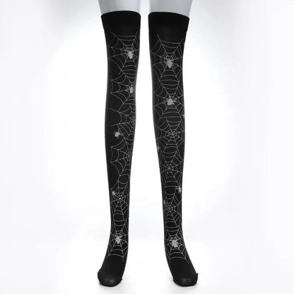 Skull Bat Gothic Dark Long Sexy Stockings Women spider Harajuku Emo Alternative Tights Lingerie Skin Thigh High Garters Hosiery