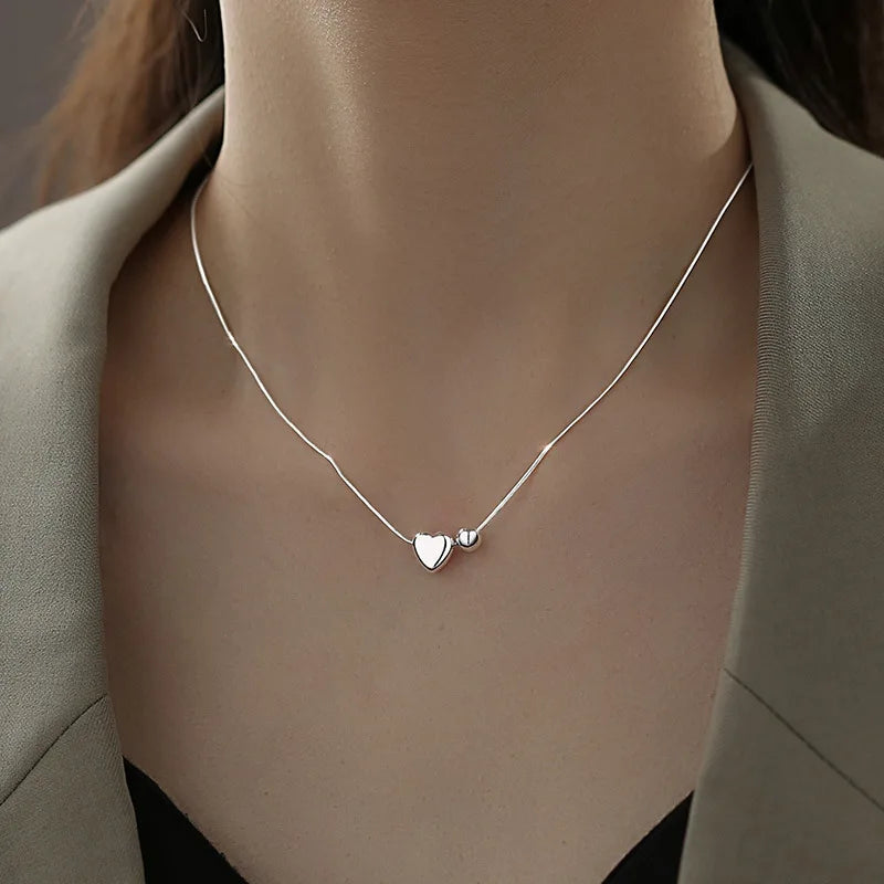 New Trendy Fashion 925 Silver Pearl Simple Elegant Thin Chain Pendant Necklace for Women Girl Jewelry Dropship Wholesale