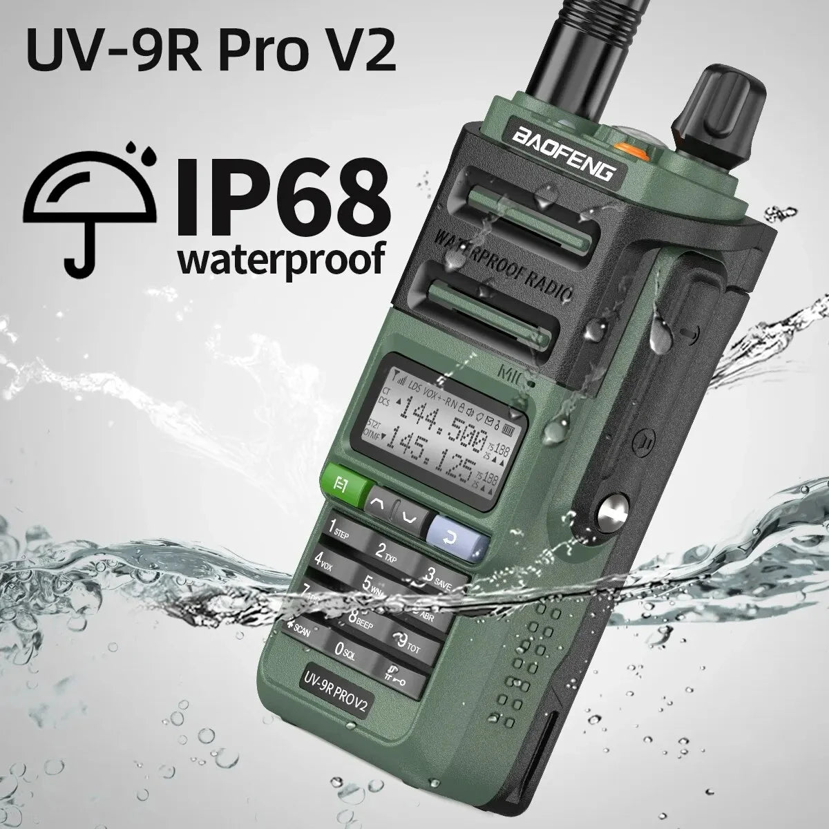 Baofeng UV-9R Pro IP68 Waterproof Walkie Talkie Dual Band VHF UHF Type-C Long Range UV-9R Plus Portable CB Ham Two Way Radio