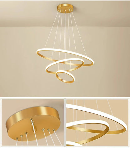 Nordic Simple Circles LED Chandelier 3 Rings Lights for Dining Bar Living Room Pendant Lamp Loft Home Decoration