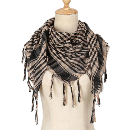 2024 New Plaid Hijab Scarf for Men and Women Arab Desert Headscarf Soft Tactical Hiking Scarves Unisex Turban Military Shawl