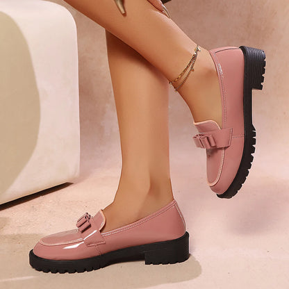European and American Luxury Womens Leather Shoes Autumn New Outdoor Leisure Loafers Fashion Lacquer Leather Women's Shoes
