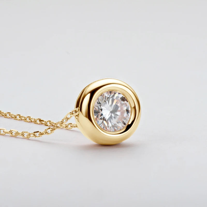 IOGOU Real D VVS1 Moissanite Neclaces 6.5mm Round Pendant for Women 100% Silver 925 Yellow Gold Color Fine Jewelry Wholesale