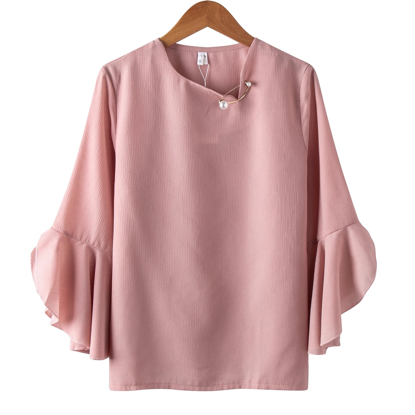 Seven-point Female Ruffled Sleeved Loose Shirt Chiffon Blouses