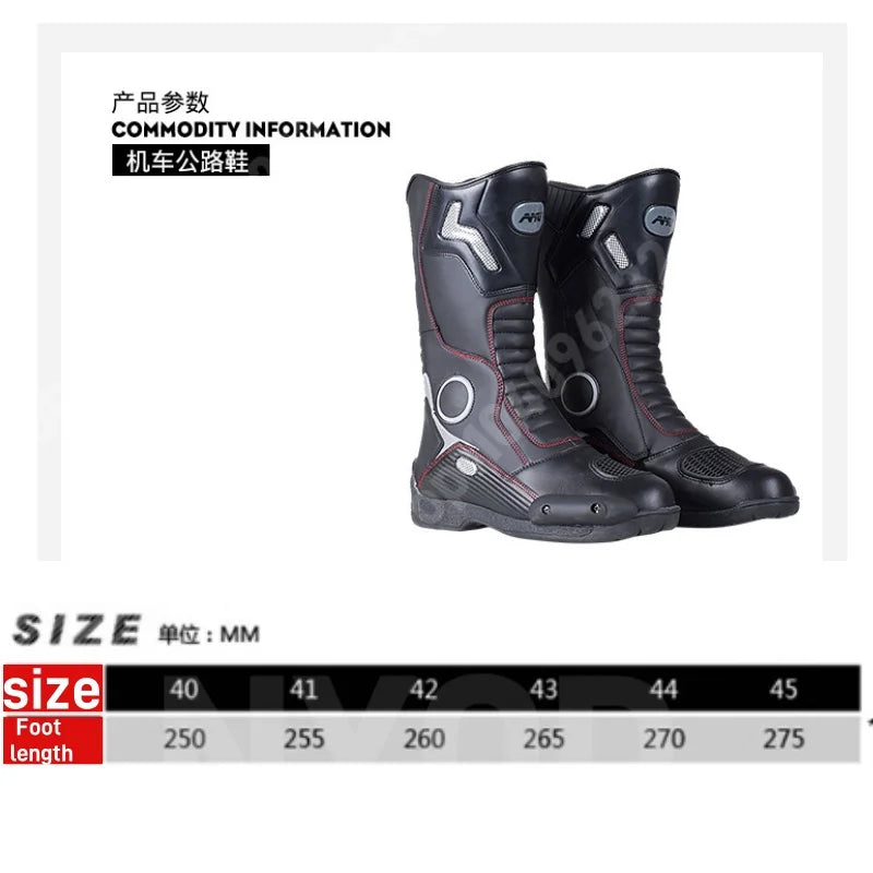 AMU Motorcycle Riding Boots Winter High Top Motorcycle Boots Waterproof, Anti Slip, Anti-Fall Racing Professional Road Boots