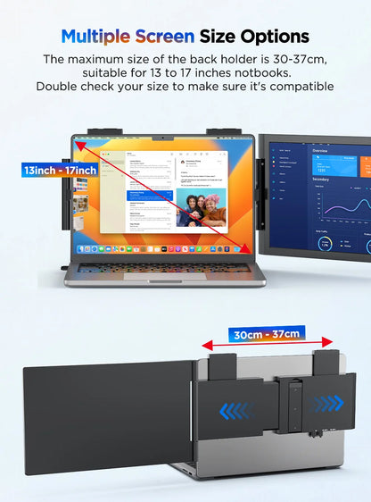 UPERFECT 14'' Portable Monitor Laptop Foldable Screen Extender 1080 FHD Travel Display For 13.3"-17" Laptops PC Mac XBOX Switch