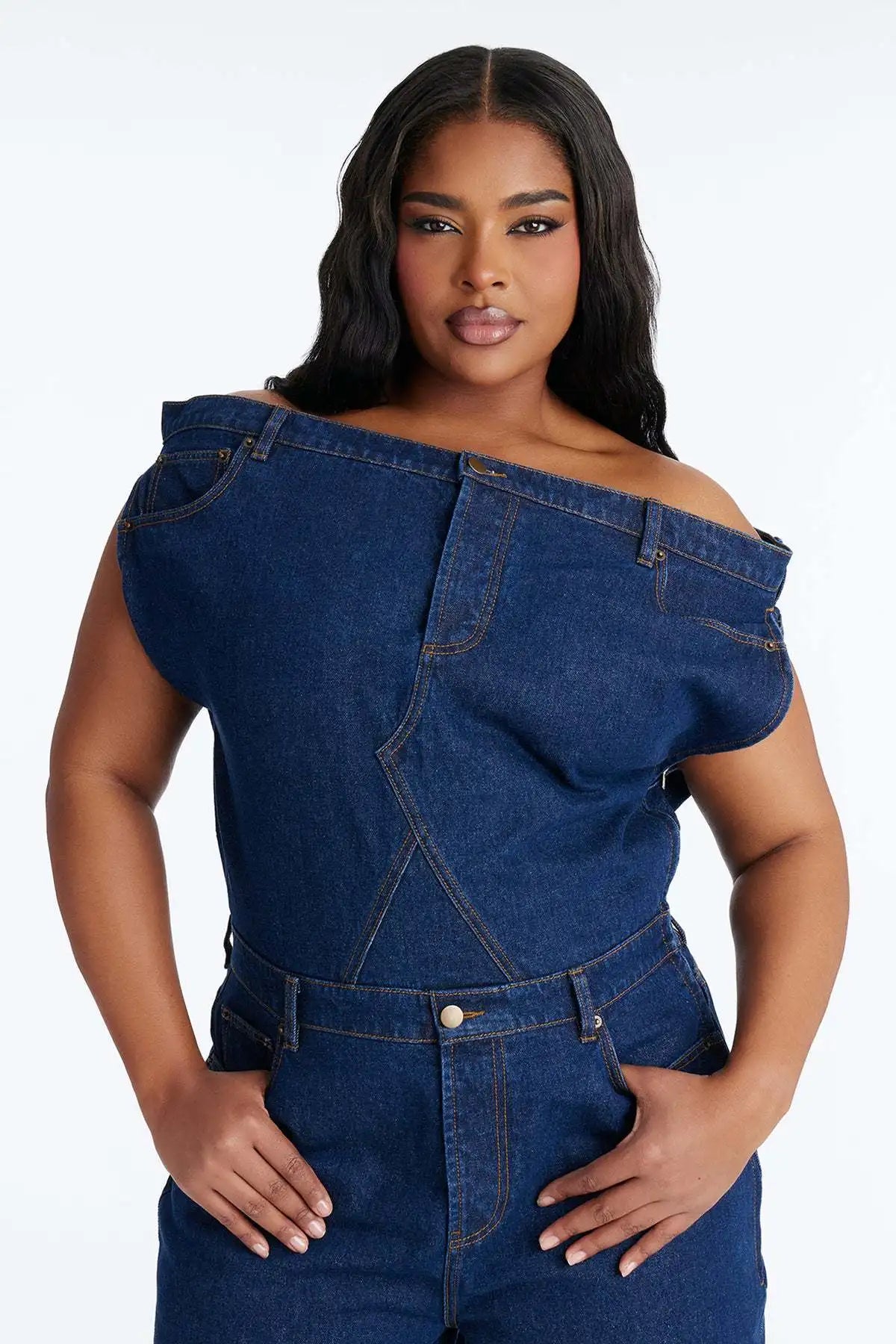 Jumpsuits Women Denim One Piece Short Sleeve Overalls Knee Length Pants Tight Waist Rompers Y2k Streetwear Slash Neck 2026