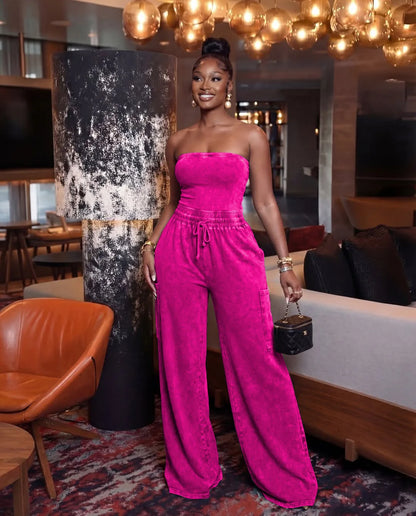 Jumpsuits Women One Piece Sleeveless Strapless Overalls Long Pants Elastic Waist Rompers Y2k Streetwear Jumpsuit Work 2026