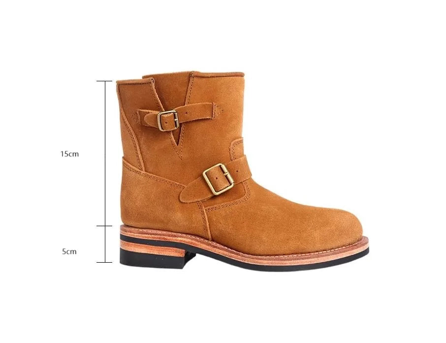 YR Wholesales.Mens Retro style Engineer boots.Motor Rider handmake Welted real cowhide shoes.Luxury genuine Suede boots