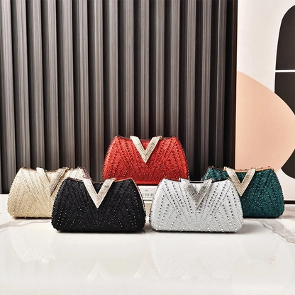 Diamond Silver Shoulder Bags for Women Wedding Inspired Designer Handbags 2026 Luxury Quality V Hasp Rhinestone Crossbody Bags
