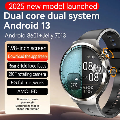 4G 5G Cellular Version Android 13.0 Smartwatch GPS Wifi Smart Watch With 190° Rotary Camera Dual System WIFI Google Play Store