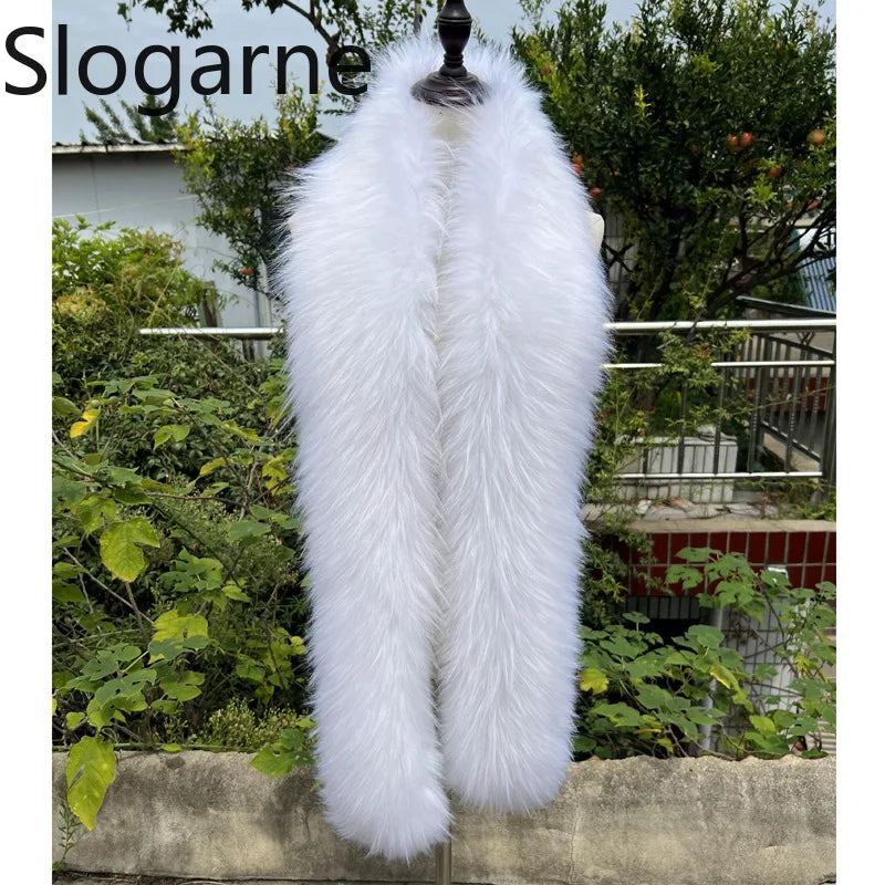 American 180cm Super Long Faux Fox Fur Scarf Winter Women Cosplay Warm Fashion Neck Decor Fluffy Shawl Wrap Luxury Furry Scarves