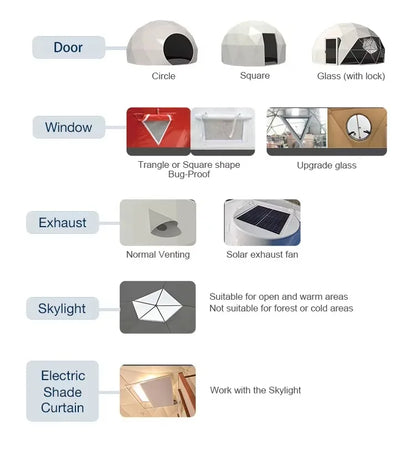 Customizable PVC Dome Tents, Waterproof and Windproof, Luxury Camping Tents, Suitable for Resort Hotels and Outdoor Parties.