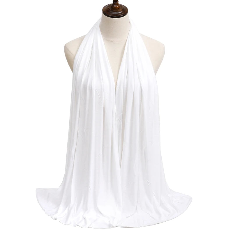 Womens Muslim Ramadan Fashion Modal Cotton Jersey Hijab Womens High Quality Solid Color Soft Hijab Long African Scarf