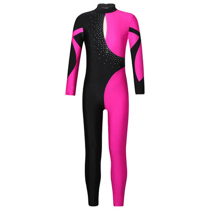 Kids Girls Long Sleeve Gymnastics Leotard Bodysuit Teens Gymnastics Jumpsuit for Girl Children Ballet Dance Costume Dancewear