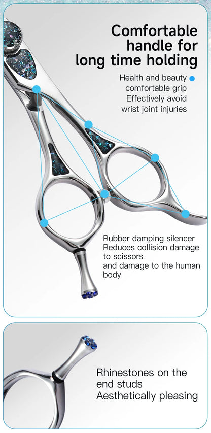 Fenice King Series 7/7.5Inch VG10 Shell Bearing Screws Dog Trimming Grooming Straight Curved Thinner Chunker Pet Scissors Tools