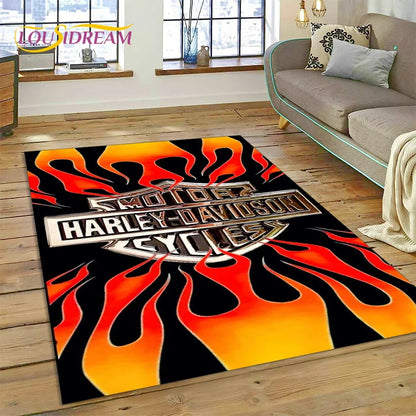 27 Style Harley-y Motorcycle Logo Rug Carpet for Living Room Bedroom Home Decor,floor Mat Non-slip for Sofa Doormat Gift kids