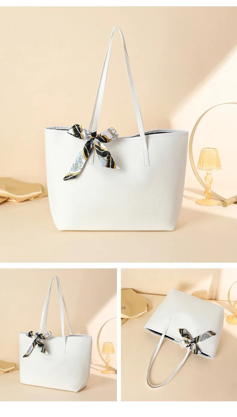 Luxury Handbag Women Bags Designer High Quality Pu Leather Solid Color Shoulder Bags for Women Large Capacity Shopping Tote Bag