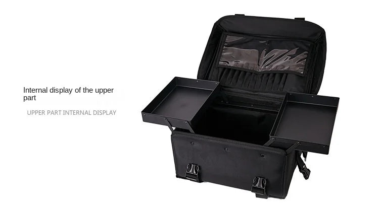 KLQDZMS Professional Cosmetic Case Female Oxford Cloth Beauty Manicure Toolkit Large Capacity Trolley With Wheel Luggage Bag