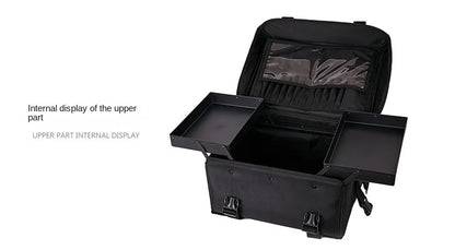 KLQDZMS Professional Cosmetic Case Female Oxford Cloth Beauty Manicure Toolkit Large Capacity Trolley With Wheel Luggage Bag